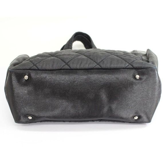 Chanel Paris Biarritz MM Shoulder Bag Black Cocomark Satin - Picture 3 of 12